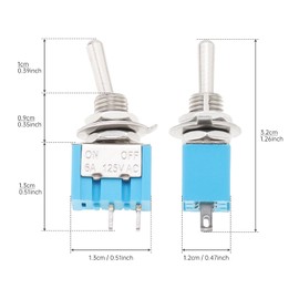 Smgda Toggle Switch with 5.9 inch (15 cm) Cable 6A/125VAC, 3A/250VAC 2 Pin SPST ON-OFF Rocker Toggle Switch for Car Auto Truck Boat Home Appliance DIY Repair Pack of 2 (2 Pins, 2 Positions, 6 Pieces)