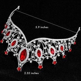 TAROSE Red and Silver Crowns for Women and Girls, Queen Crystal Tiaras with Red Rhinestone, Goddess Crown for Wedding Bride Birthday Princess Bridal Shower Hair Accessories for Women