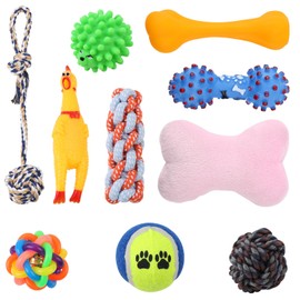 Juguetes para Perro 10 Piezas, Juguete Mordedera para Limpieza Dental, Interactivo para Perros Pequeños y Medianos, Cuerda Pelota para Masticar y Aliv