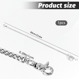 FdcLixuvol Wallet Chain Heavy Duty Pocket Keychain 23 inch with 5 Keyrings Punk Trousers Pants Chain for Pants Keys Belt Goth Accessories (Silver)