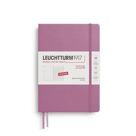 LEUCHTTURM1917 372822 Weekly Calendar & Notebook Medium (A5) 2026, Dusty Rose, French