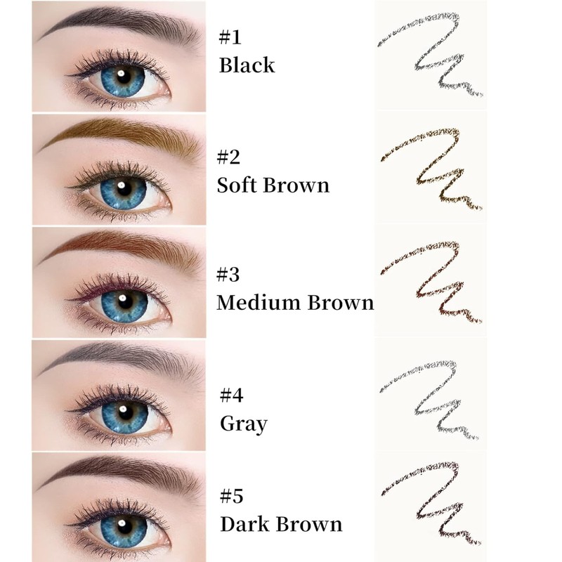 Grey Eyebrow Pencil,2Pcs Professional Micro Brow Pencil with Spoolie Brush,Longwearing