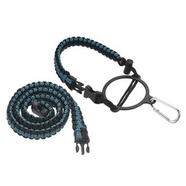 PATIKIL Water Bottle Holder, Paracord Handle Carrying Lanyard Strap Carrier with Ring for 12 oz to 64 oz Wide Mouth Bottles, Light Blue, Black
