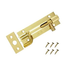 TERF® Door Bolt Polished Brass Barrel Slide Lock Necked Door Bolt 75mm [3''] Door Latch with Screws Ideal Door Locks for Internal and External Doors - 75mm, Gold