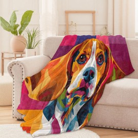 Colorful Beagle Dog Throw Blanket for Boys Girls Kids Adults Women, Fuzzy Warm Soft Cozy Flannel Blankets Gifts for Bedroom, Couch, Travel, Home Decor 50x60 in