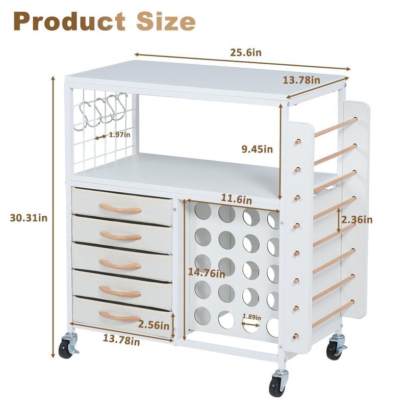 LUCKUP Organization and Storage Craft Table for Cricut Machines, Rolling