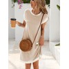 Famulily Casual Sundress for Women Soft Crewneck Ribbed Knit Cap
