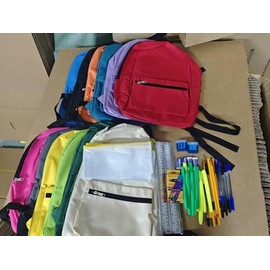 12 Set Bulk Backpacks with School Supply Kit 17 Inch Book Bags in Bulk and Back to School Supplies Stationery Kit for Kids