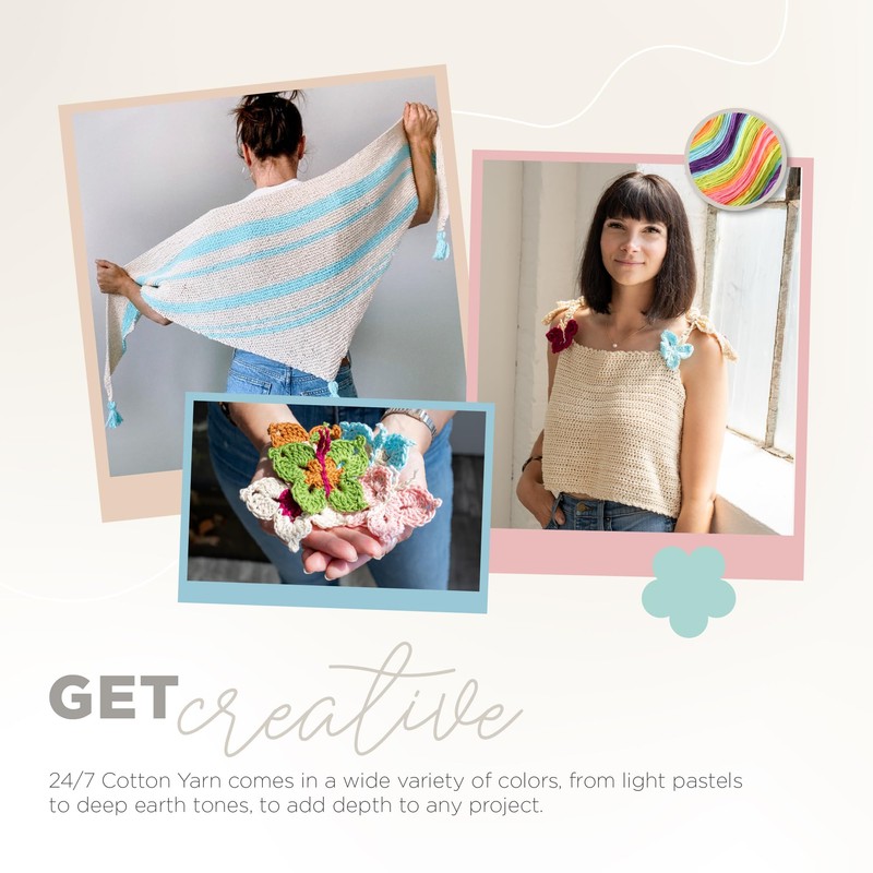 Lion Brand Yarn - Hilo de algodón 24/7, diseño de