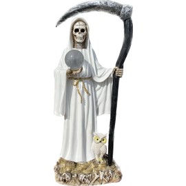 Moviebros Santa Muerte 13" Inch Tall White Statue Holy Death Grim Reaper Skull New