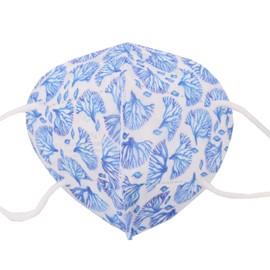 TubeRoo FFP2 Mask Colourful with Pattern Coral Motif Pack of 5 M10 Coloured Colour Blue Light Blue White, Soft Ear Loops, Respirator Mask, Mouth Guard Mask for Women, Women