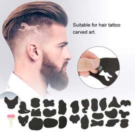Herramientas de peluquería del patrón de Tatuaje, Plantilla de Tatuaje de Cabello Tallado 25 pcs/Set Trimmer de Pelo Tallado Tatuajes de Patrones Plantilla de peluquería de Bricolaje