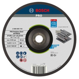 Bosch 2608600710 (2 608 600 710) Straight Cutting Disc Inox - Rapido Standard As 46 T Inox Bf, 180 Mm, 22,23 Mm