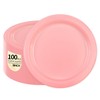 LDFDRT 9inch Pink Plastic Plates Disposable 100 pcs Party Dessert