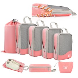 VnioLife Suitcase Organiser, Pack of 8 for Holidays and Travel, Packing Cubes, Waterproof Packing Bags, Clothes Bags, Shoe Bag, Cosmetic Bag, Travel Organiser, Packing Cubes, Compression Cubes