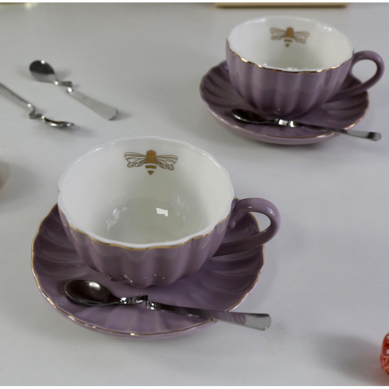 YBK Tech Strengthen Porcelain Cup and Saucer Set, 9oz Cup