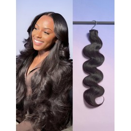 LUVME Extensiones De Cabello Humano Real Con Clip Invisibles Extensiones De Cabello Humano Remy Con Clip Para Mujeres Cabello Humano Natural 20" 110 G 7 Unidades Negro Natural