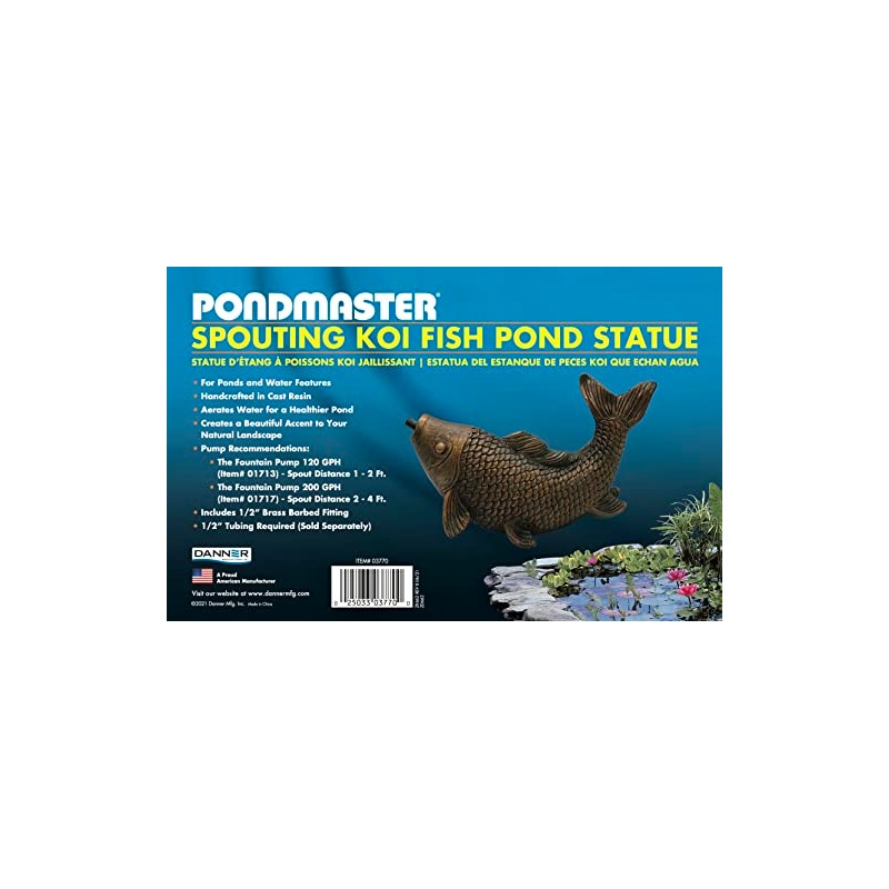 Danner Manufacturing, Inc. Pondmaster Spouting Fish Statue, 03770 Brown