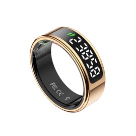 2one Anillo Inteligente, Smart Ring Resistente al Agua hasta 1 ATM, con Pantalla de Seguimiento de la Salud y Botón Táctil, Análisis del Sueño/Pulsómetro/Podómetro/Calorías (Oro Rosa, 8#)