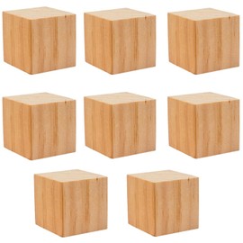 8PACK Wooden Blocks for Crafts, Unfinished Wood Cubes Blocks, 3 Inch Natural Wooden Blocks, Wood Square Blocks, Wooden Cubes for Arts and Crafts and DIY Projects