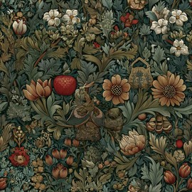 LaiTique Vintage Botanical Floral Wallpaper, Dark Green Woodland Garden Wallpaper for Home Decor | Self-Adhesive, Waterproof Vinyl, 17.7" x 236"