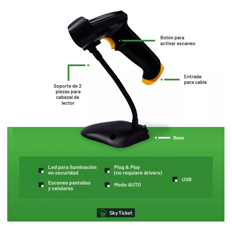 Sky Ticket Kit Punto Venta Impresora Tickets 58mm + Lector