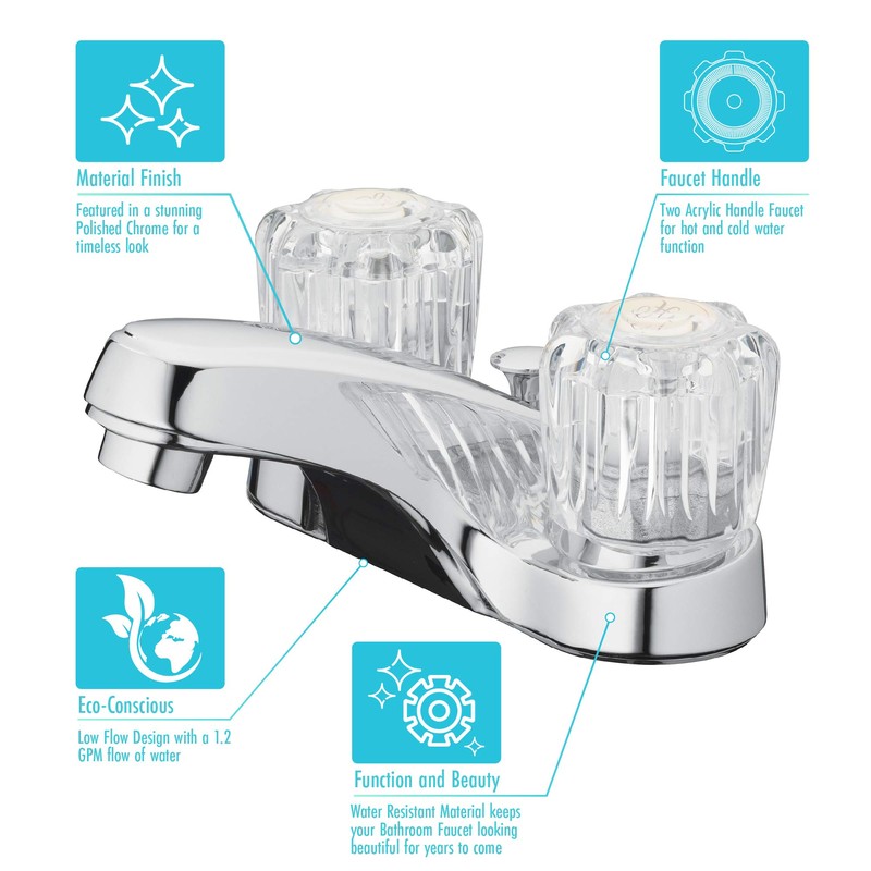 Aqua Vista 10-B421-AV Two Handle Bathroom Sink Faucet, Polished Chrome