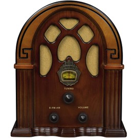 Crosley CR31D-WA Companion Retro AM/FM Radio, Vintage Bluetooth Speaker, Wireless Music Streaming for Home, Walnut