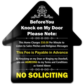 FTONENI No Soliciting Sign for House, Funny Dark Humor No Soliciting Sign for Front Door, No Soliciting Signs for Home, 5.7"" x 6"" Acrylic Self-Adhesive No Soliciting Sign - PZC021, Standard, Black