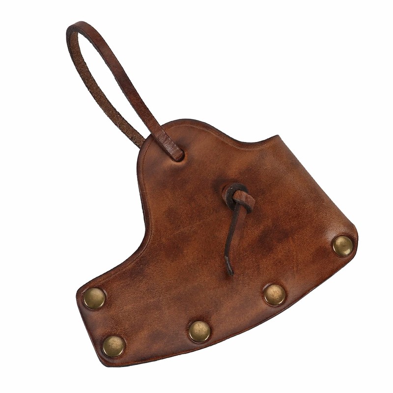 TOURBON Leaher Axe Head Sheath Protect Cover with Leather Adjustable