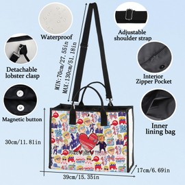 LEVLO Trump Cosmetic Bag Funny Trump 2024 Back Gift Peace Love Trump Zipper Makeup Bag for Women Girls, Trum Full LT, Makeup Bag