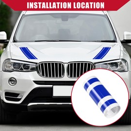 Hihaha Hood Stripe Pattern Sticker/Outer Hood Roof Trunk Skirt Bumper Decal Decoration for Car Hood Roof Trunk Bumper/Durable PVC 70.87"x3.15" / 1 Pcs Blue