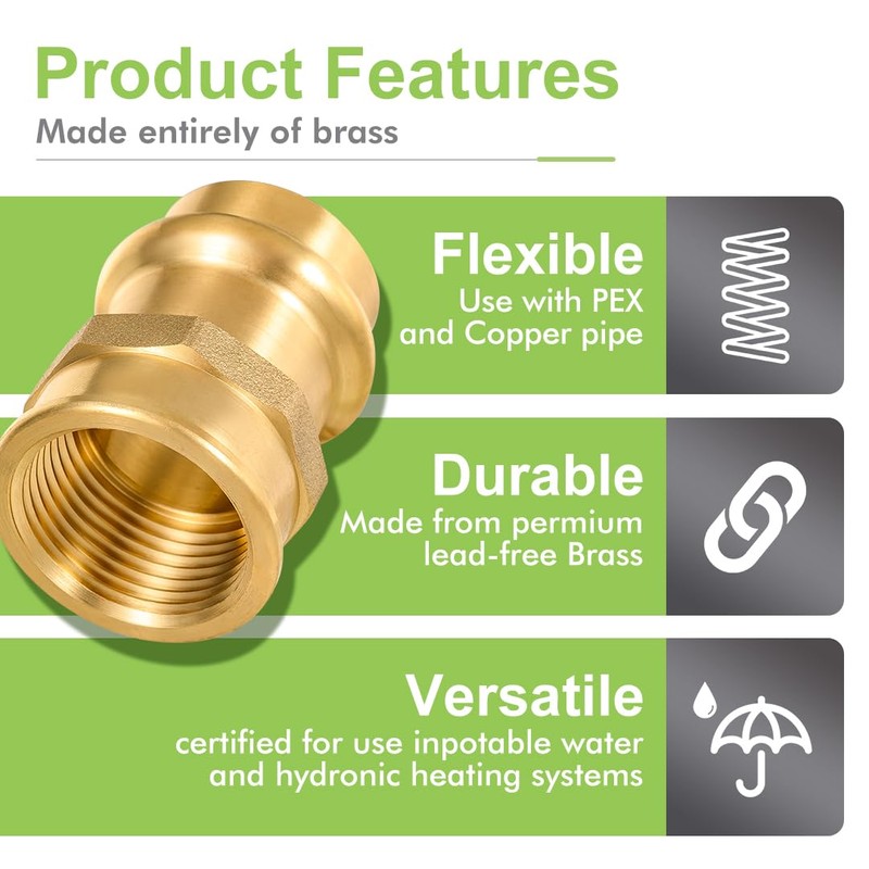 ORIANSE 10 Pack Brass Propress Fittings 3/4" ProPress x 3/4"