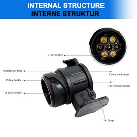 HISports 13 Pin To 7 Pin Towing Adaptor with Parking Cover 12V Waterproof 13 Pin to 7 Pin Trailer Adapter 13 to 7 Pin Plug Trailer Adapter for Caravan Trailer Semitrailer Towing Bar