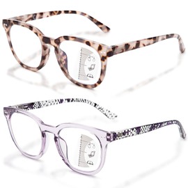 LianSan 2 Packs Invisible Progressive Multifocus Reading Glasses for Women - No-Line Multifocal Computer Readers 49/22/143(Multicolor P,2.50x)