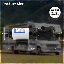 12V DC Macerator Pump 45LPM, Marine Toilet Waste Electric Caravan with Garden Hose Discharge Port, Quick Release Sewage Pump with Fresh Water Rinse and Manual Crushing Function (Blue,HYMP1-4501)