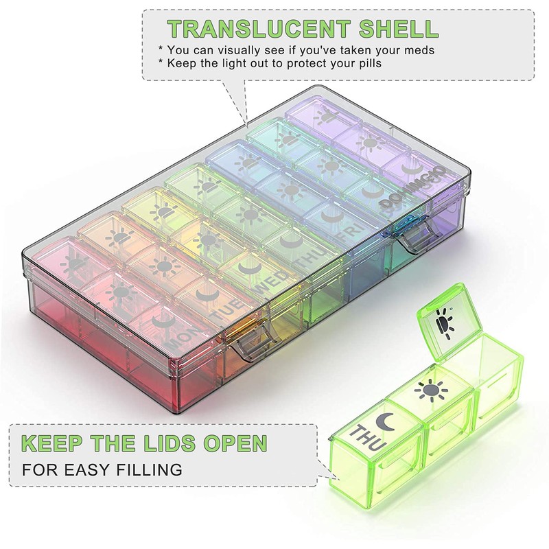 7 Day Pill Box Organiser 3 Times a Day, Large
