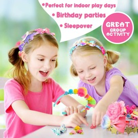 HappyKidsClub Girls Toys Age 3-12, Girls Hair Accessories 4-10 Year Old Girls Gifts Toys for 4-10 Years Old Girls Craft Kits for Kids Toys Girls Birthday Presents DIY