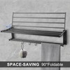 FASDRESS Foldable Towel Bar with Shelf, Wall Mounted Bathroom Towels