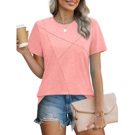 Summer Tops for Women Business Casual Short Sleeve Plus Size Tunics for Leggings Plus Size Spring Clothes Coral 2XL