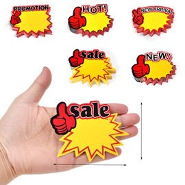 250Pieces English Label Tags Burst Signs Star for Retail, Mini Size 5 Blank Star Shape Display Tags to Boost Sales, Garage Sale Supplies Sign,Yard Sale Supplies for Sale Sign
