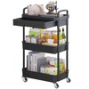 Calmootey 3-Tier Rolling Utility Cart with Drawer,Multifunctional Storage Organizer with