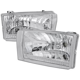 Factory style Headlights (Chrome Housing/Clear Lens) Made for and Compatible with 1999-2004 Ford F-250/F-350/F-450/F-550/Excursion