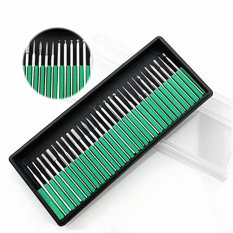 Gasea 30pcs 1/8" Shank Diamond Coated Burr Drill Bits for