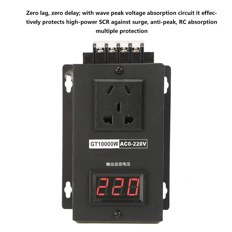 JADPES Protector Outlet, AC 220V 10000W Stepless High Variable Voltage