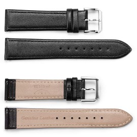 FEICE Watch Strap Pin Buckle Leather Watch Replacement Strap with Quick Release for Men Women Watch (20 mm, Black)