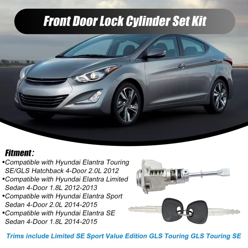 XQSMWF Front Driver Side Door Cylinder Lock with 2 Keys,