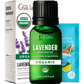 Gya Labs Organic Lavender Essential Oil for Diffuser - 100% Pure Natural Organic Lavender Oil for Hair & Skin, Aromatherapy for Relaxation - Self Care (0.34 Fl Oz)