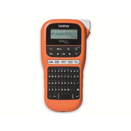 Brother PT-E110 Label Maker, P-Touch Electrician Label Printer, Handheld, QWERTY Keyboard, Up to 12mm Labels, Includes 12mm Black on White Tape Cassette