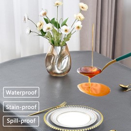 Amonsa Rectangle Tablecloth 60 x 84 inch for 6-8 Seats Waterproof, TPU Coated Spill Proof Dining Table Cloths Black